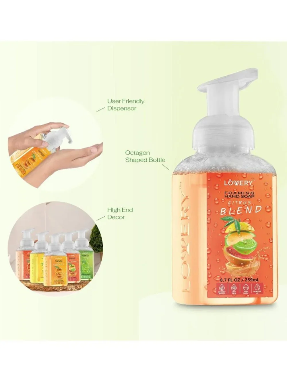 Moisturizing Foaming Hand Soap - 5-Pack with Aloe & Essential Oils - Citrus
